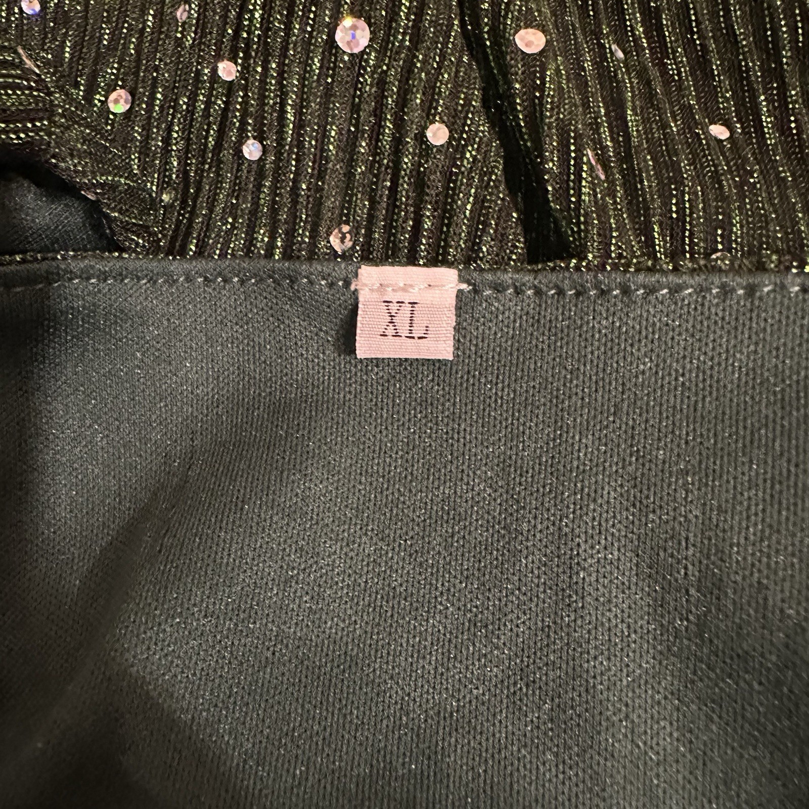 Green Polka Dot Chiffon Polyester Jumpsuit XL Flutter Sleeve Wide-Leg