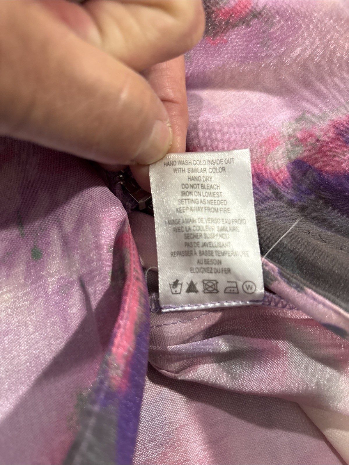 Samuel Dong ZIPPER Ruffle Dress Size Small Pink Floral Watercolor