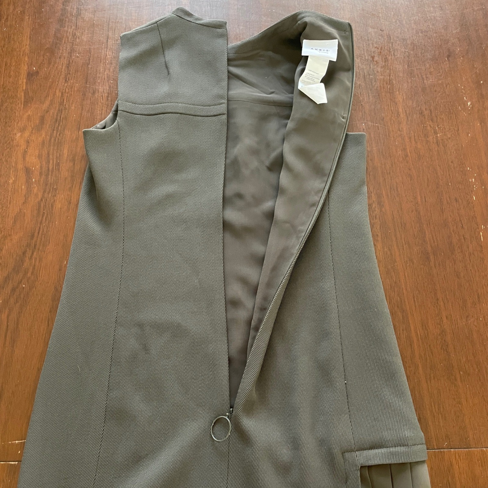 Akris Punto Asymmetrical Sleeveless Wool Shift Dress Grey 4 Mini Career Minimal