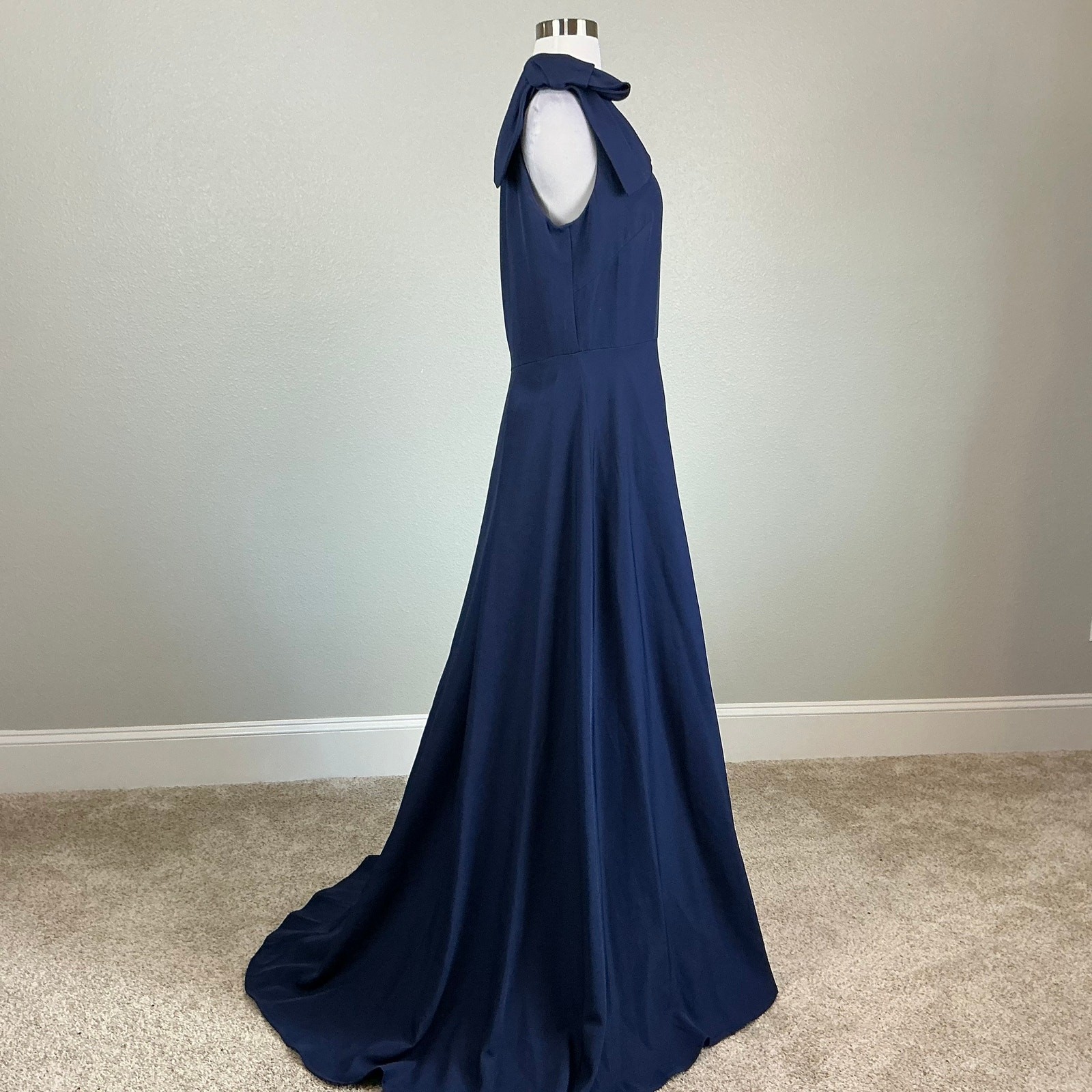 Mac Duggal 26989 Blue Evening Gown One Shoulder A-Line Thigh Slit Dress Size 10