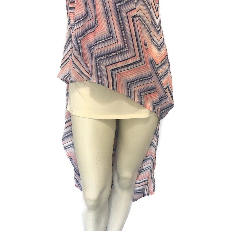 REWIND Sz XS Sheer Lined Chevron print MIDI to MAXI Dress – Pink Lavender Blue