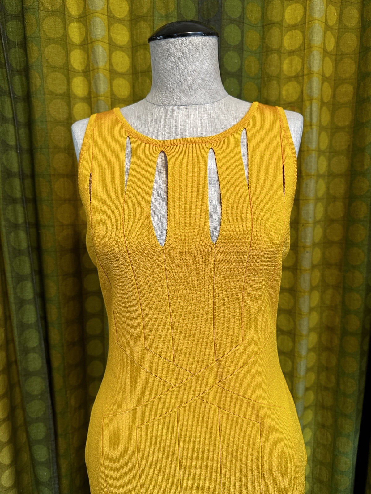 NWT CUSHNIE ET OCHS Marigold Viscose Knit PEAKABOO Fringe Dress L