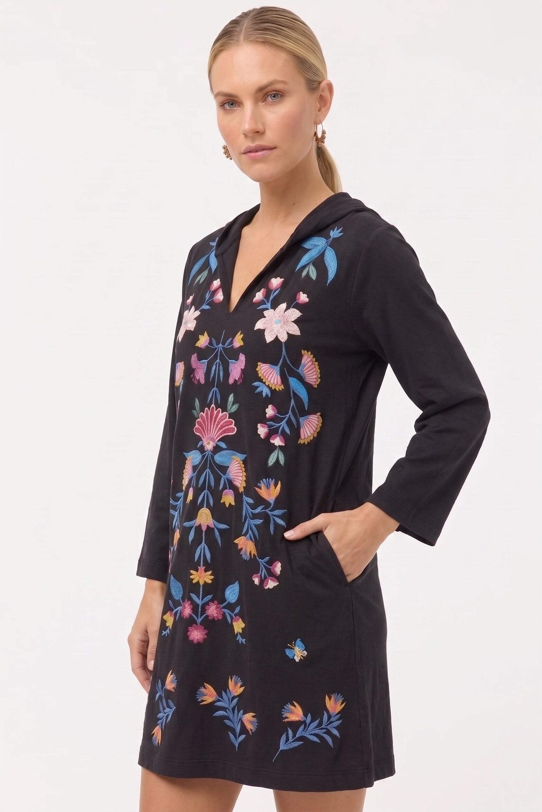 Johnny Was JWLA Black Elizabeth Beach Hoodie Dress J30925-E