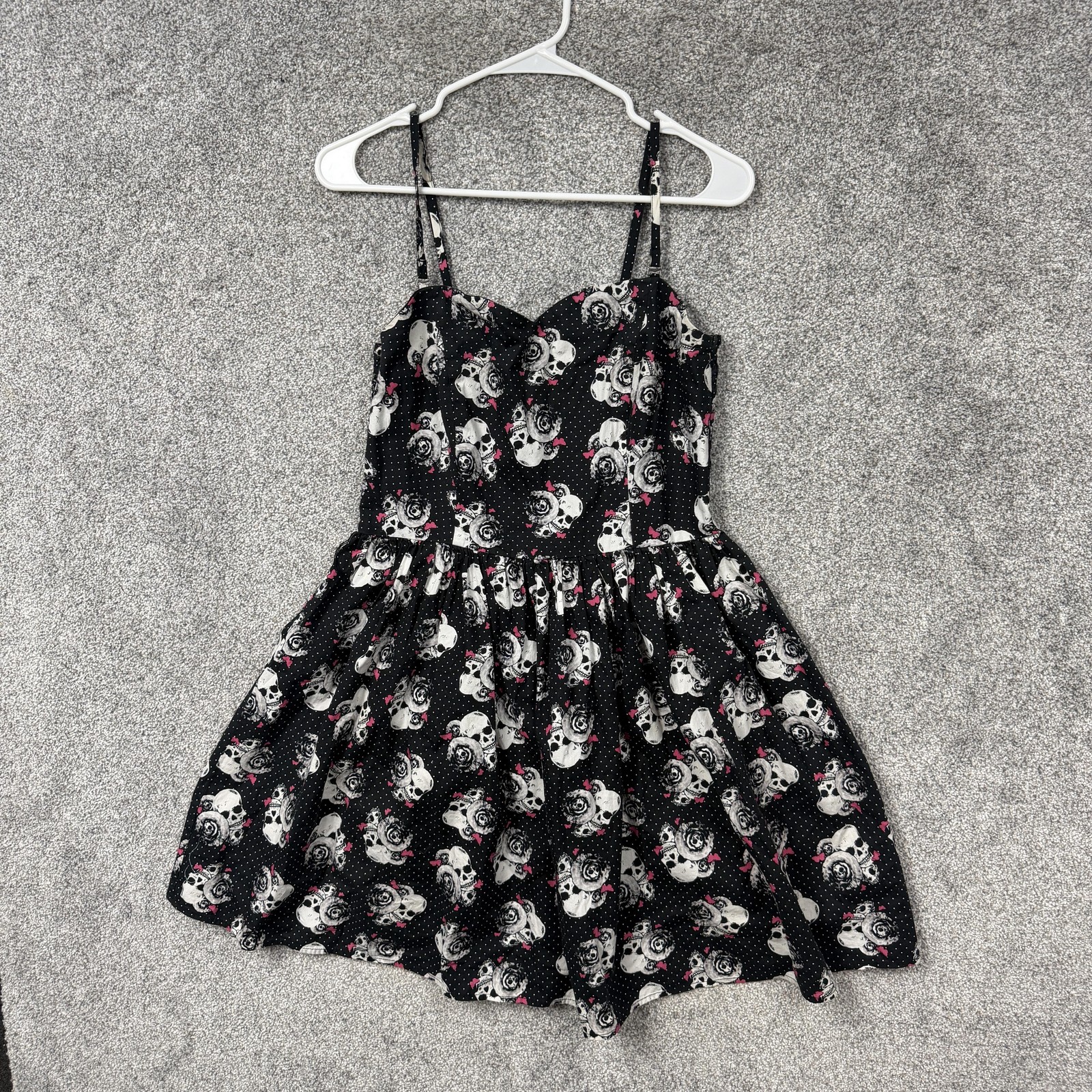 Hot Topic Fit & Flare Sundress XL Black Skull Print Goth Halloween Punk Rock