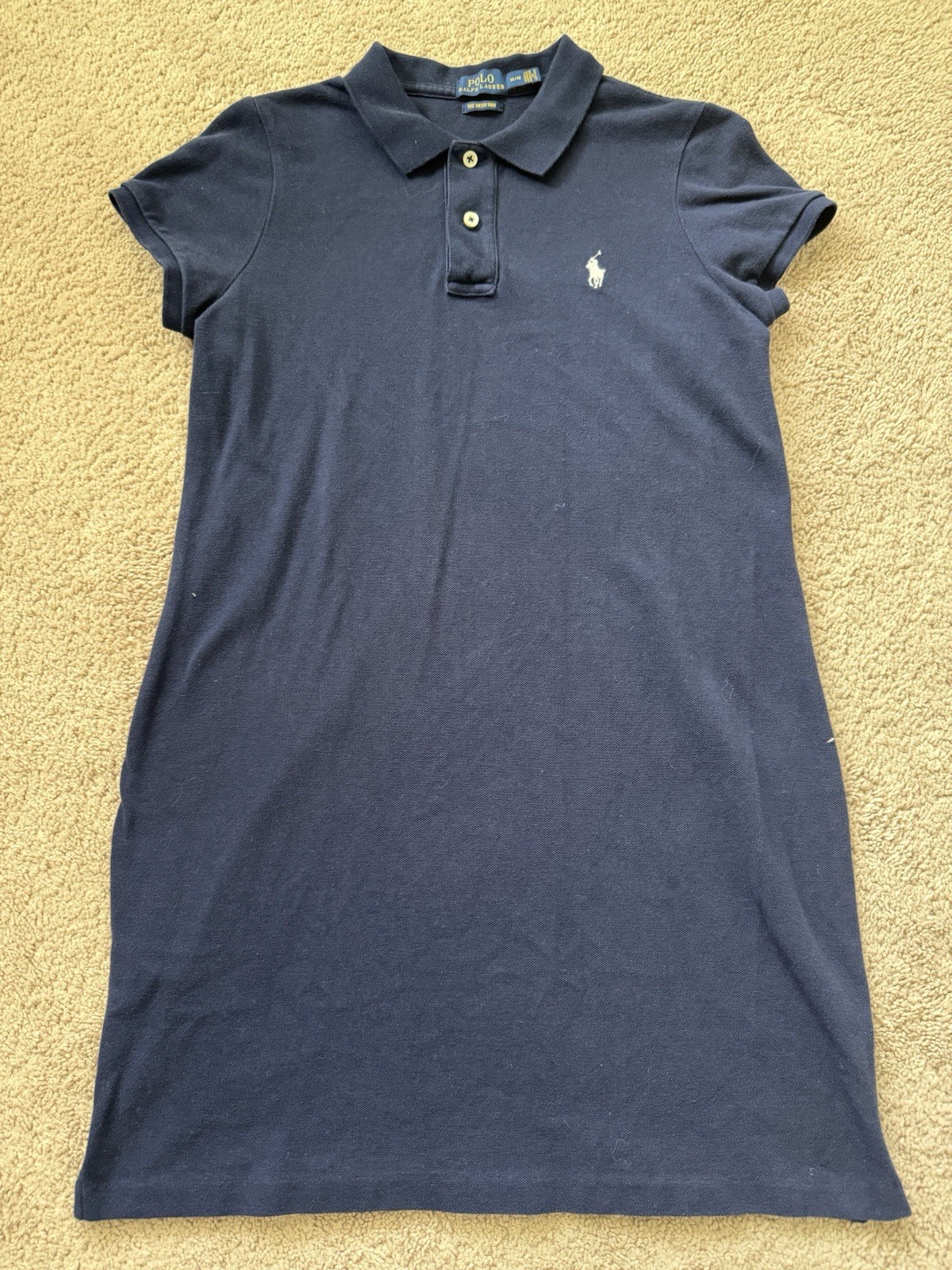 Polo Ralph Lauren Dress Womens Medium Blue The Mesh Mini Shirtdress Short Sleeve