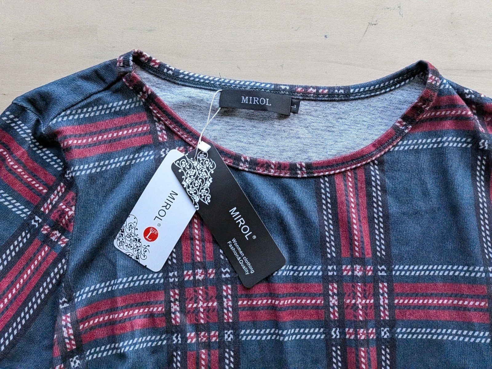 NWT Size L MIROL Holiday Christmas Pockets GREEN RED WHITE PLAID Mid Swing DRESS