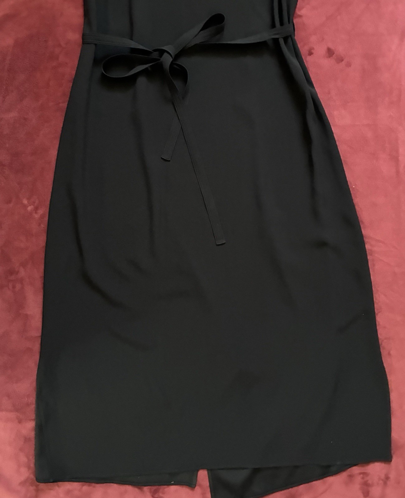 Helmut Lang Black Midi Wrap Dress Side Slits Sleeveless XS