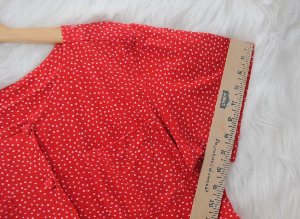 Vintage 1990s Capacity Knits Midi Red Ditsy Cotton Cottagecore Prairie Farm M