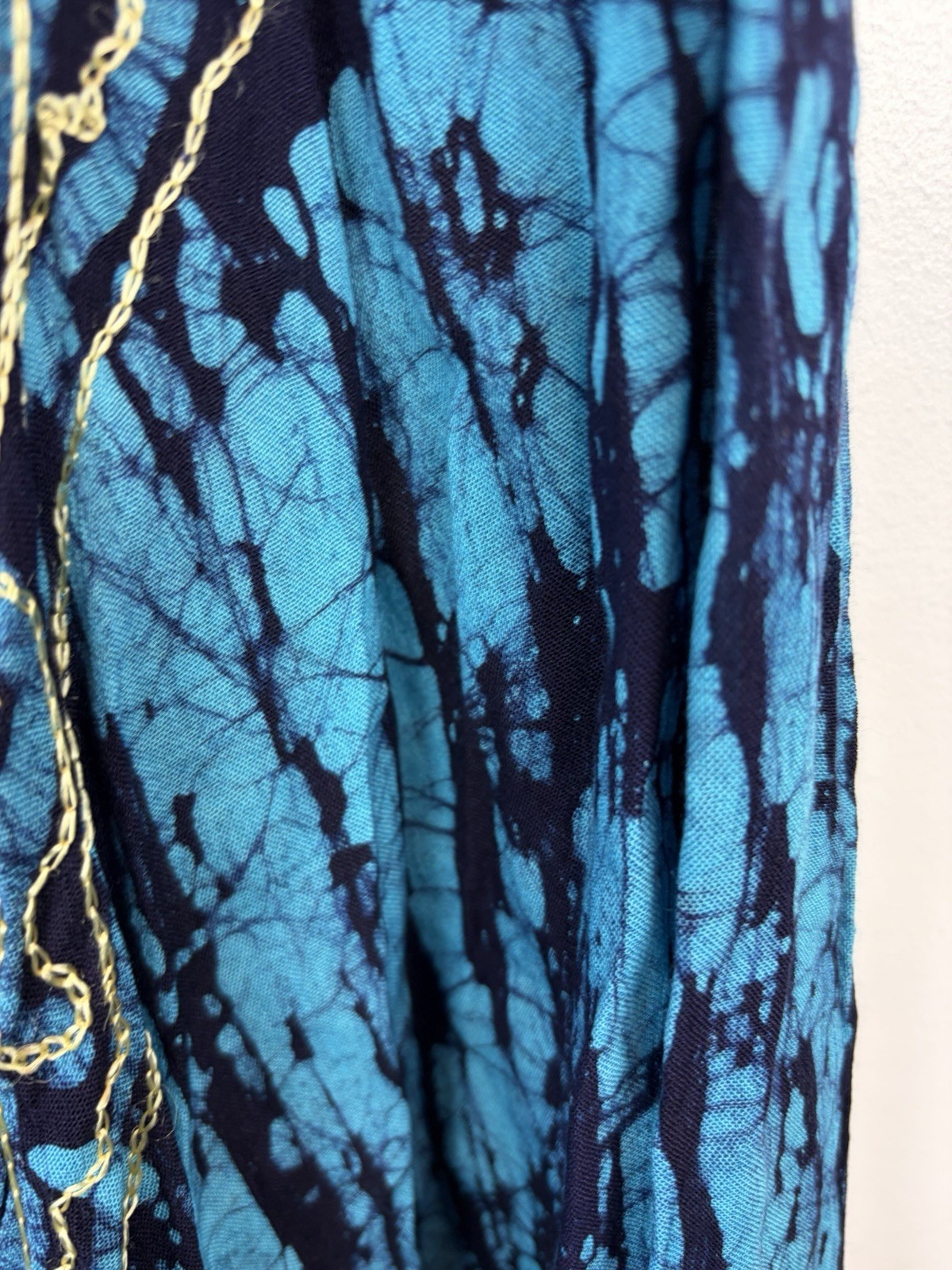 Tie Dye Boho Dress Womens One Size Blue Embroidered Fairy Hippie Midi Festival