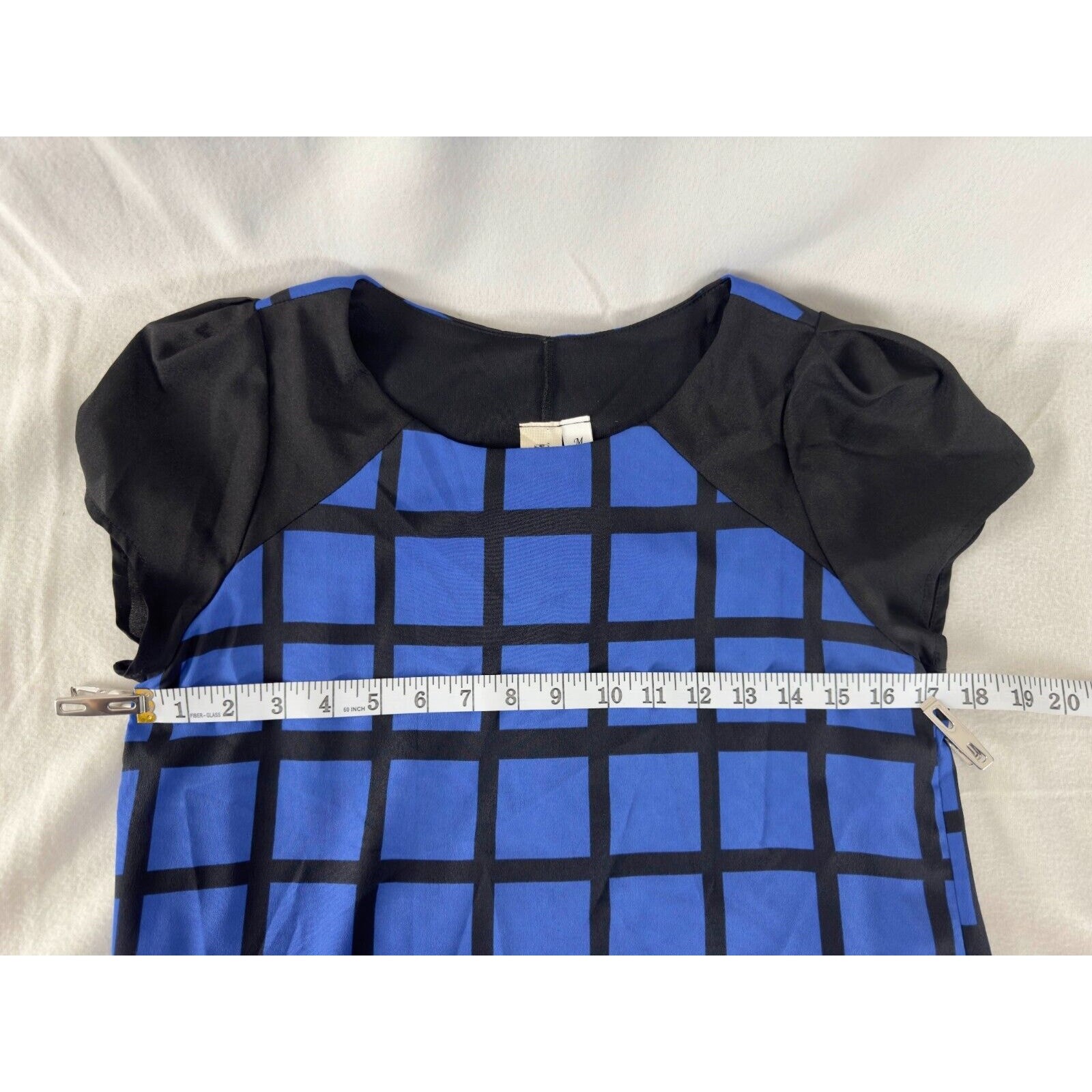 Needle & Thread Sz M Bold Geometric Shift Dress Light Casual Black Blue Contrast