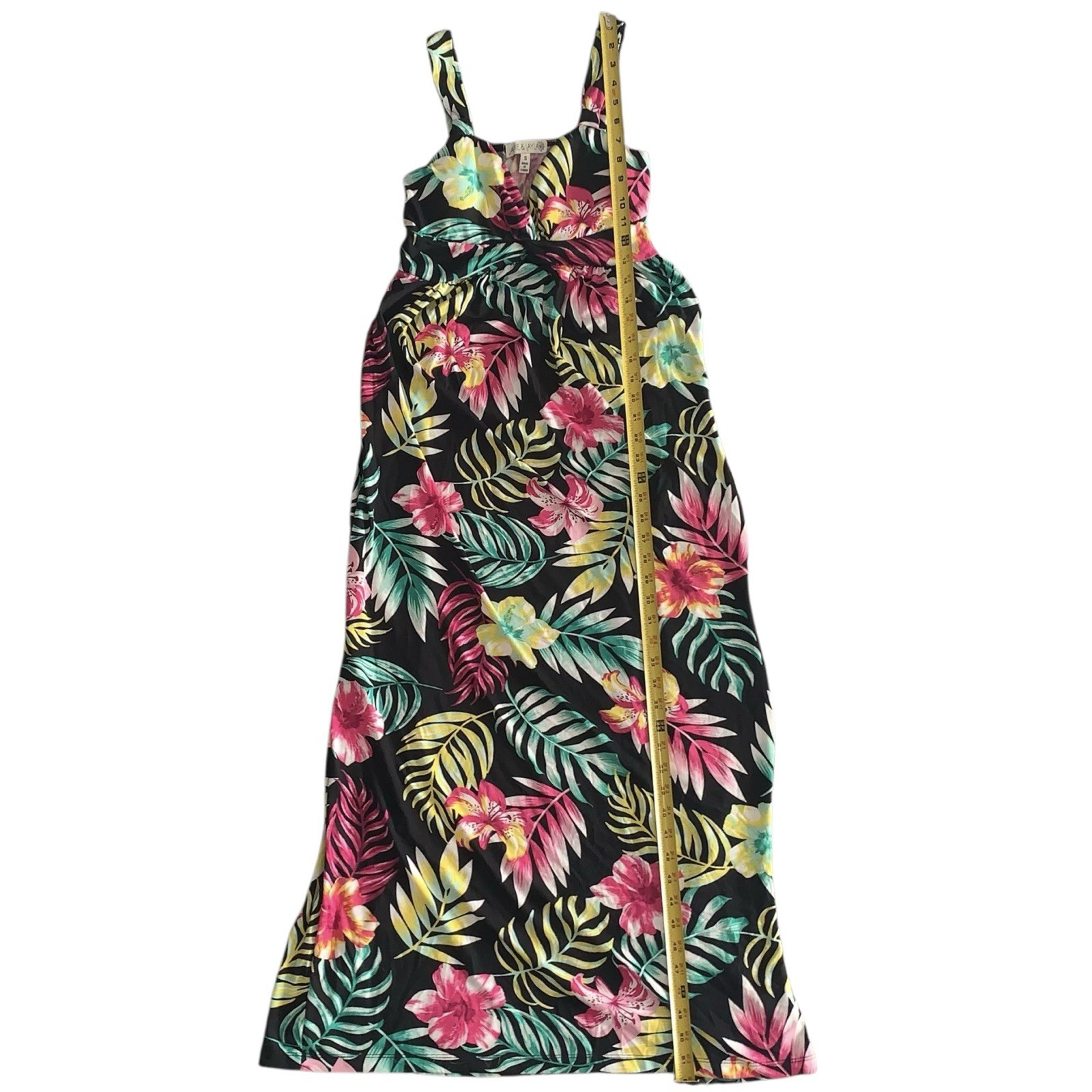 Jamie & Layla Small Multicolor Tropical Floral Printed Long Dress 95% Polyester