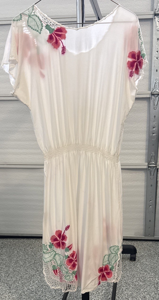 Vintage I-Dakine Production Hibiscus Embroidered Dress – Size M – From 1980’s