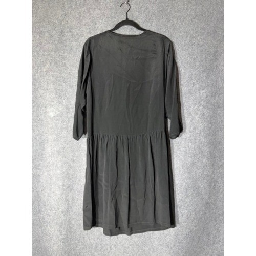 Moonglow Black Beaded Silk Cowl Neck Mini Dress Size M 3/4 Bell Sleeve Boho Goth