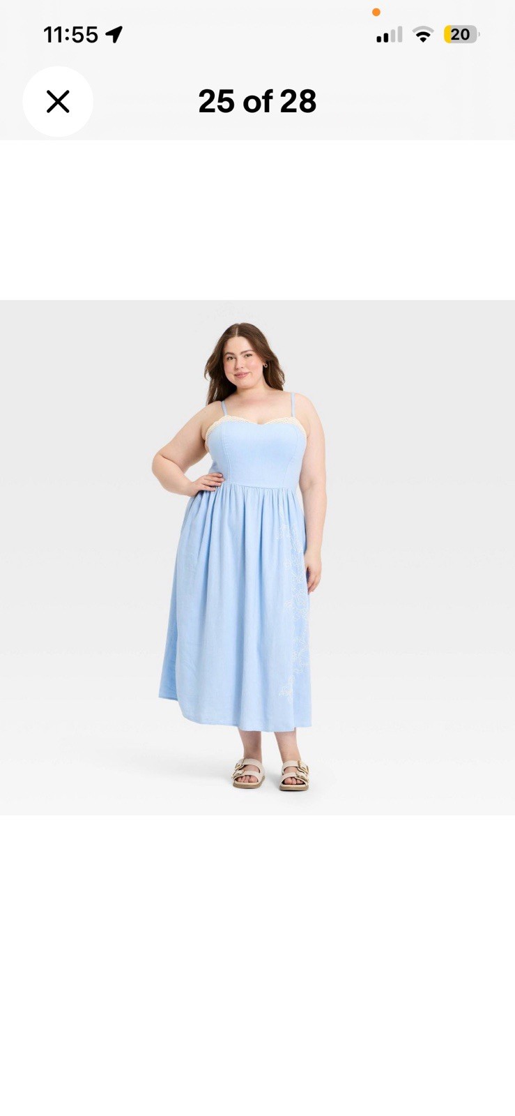 Universal Thread Blue Sweetheart Spaghetti Strap Smocked Embroidered Midi 2XL