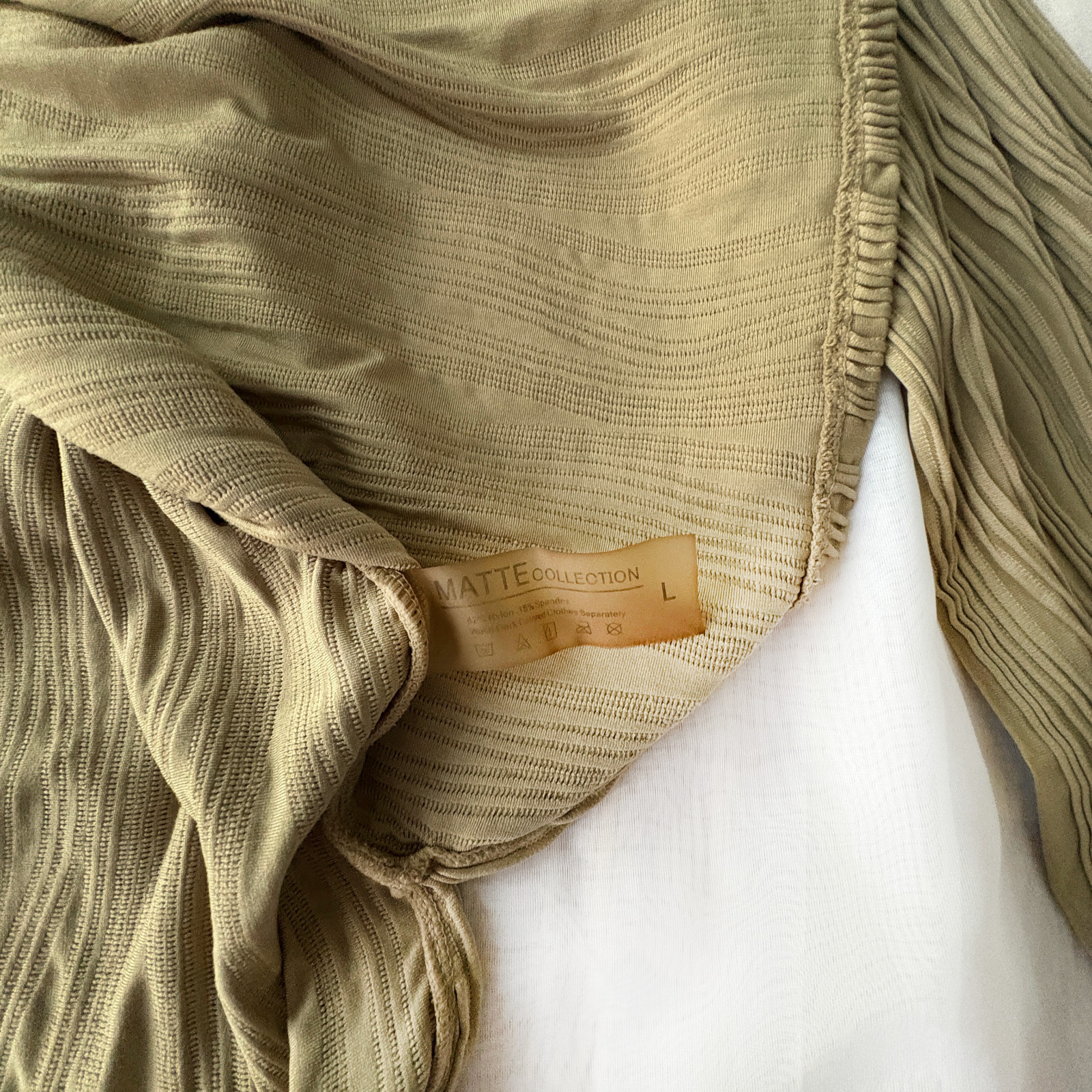 Matte Collection cream brown ribbed button up dress Sz L