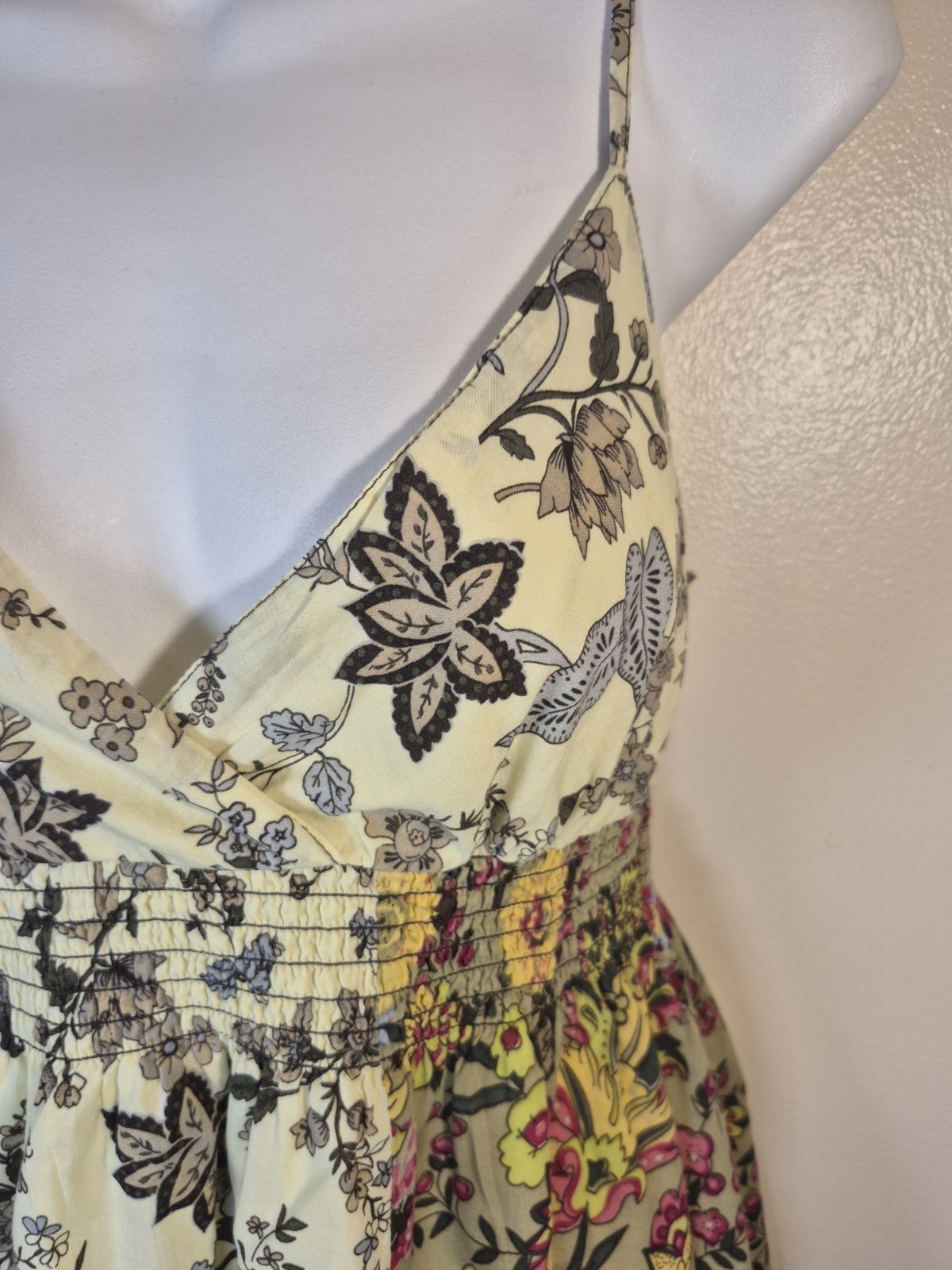 Patchwork Floral Sundress Juniors Spaghetti Strap Smocked Dress Sz Med. 7-9 Boho
