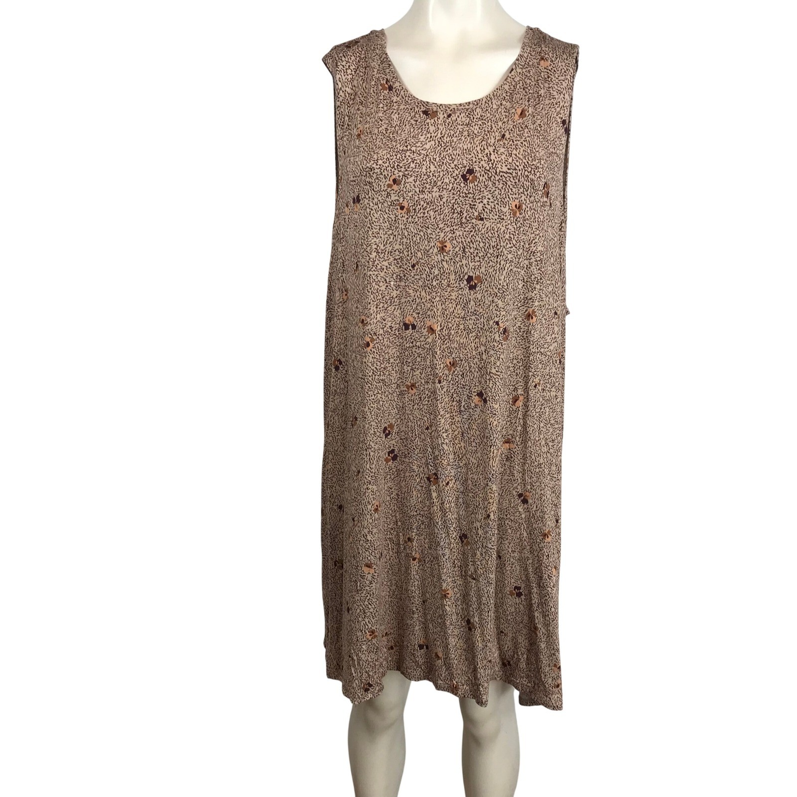 LOGO Layers Women’s Plus Size 3X Brown Floral Sleeveless Midi Dress