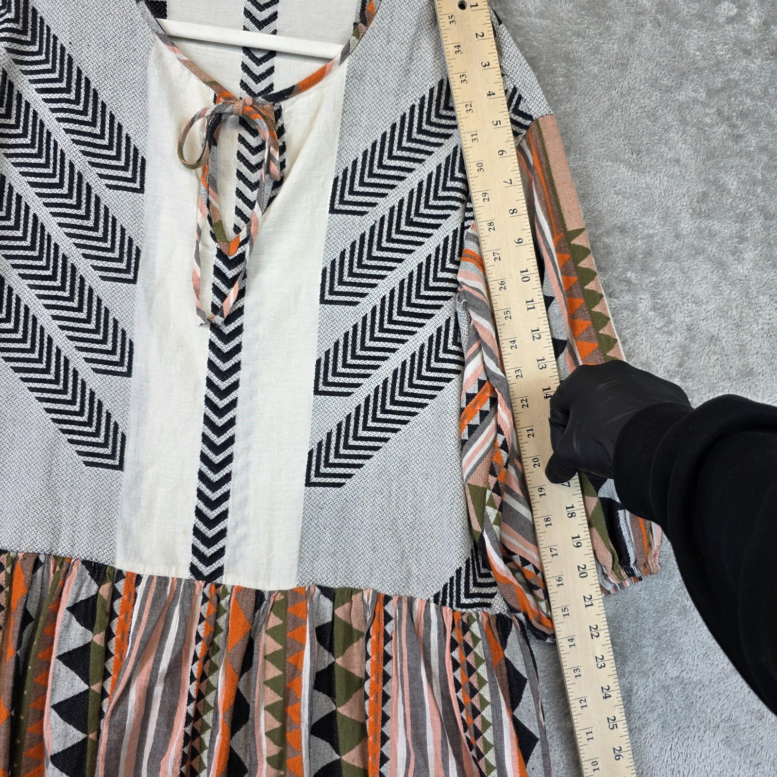 Devotion Twins Dress Womens Small Multicolor Geometric Boho Drop Waist Mini