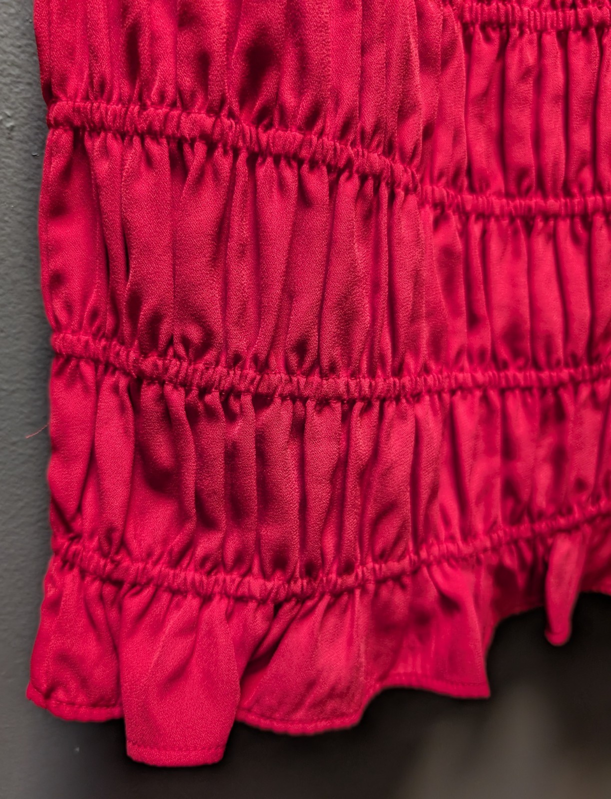 Peppermayo Exclusive – Part Timer Ruched Mini Dress – Red – Size US 4 – NWT