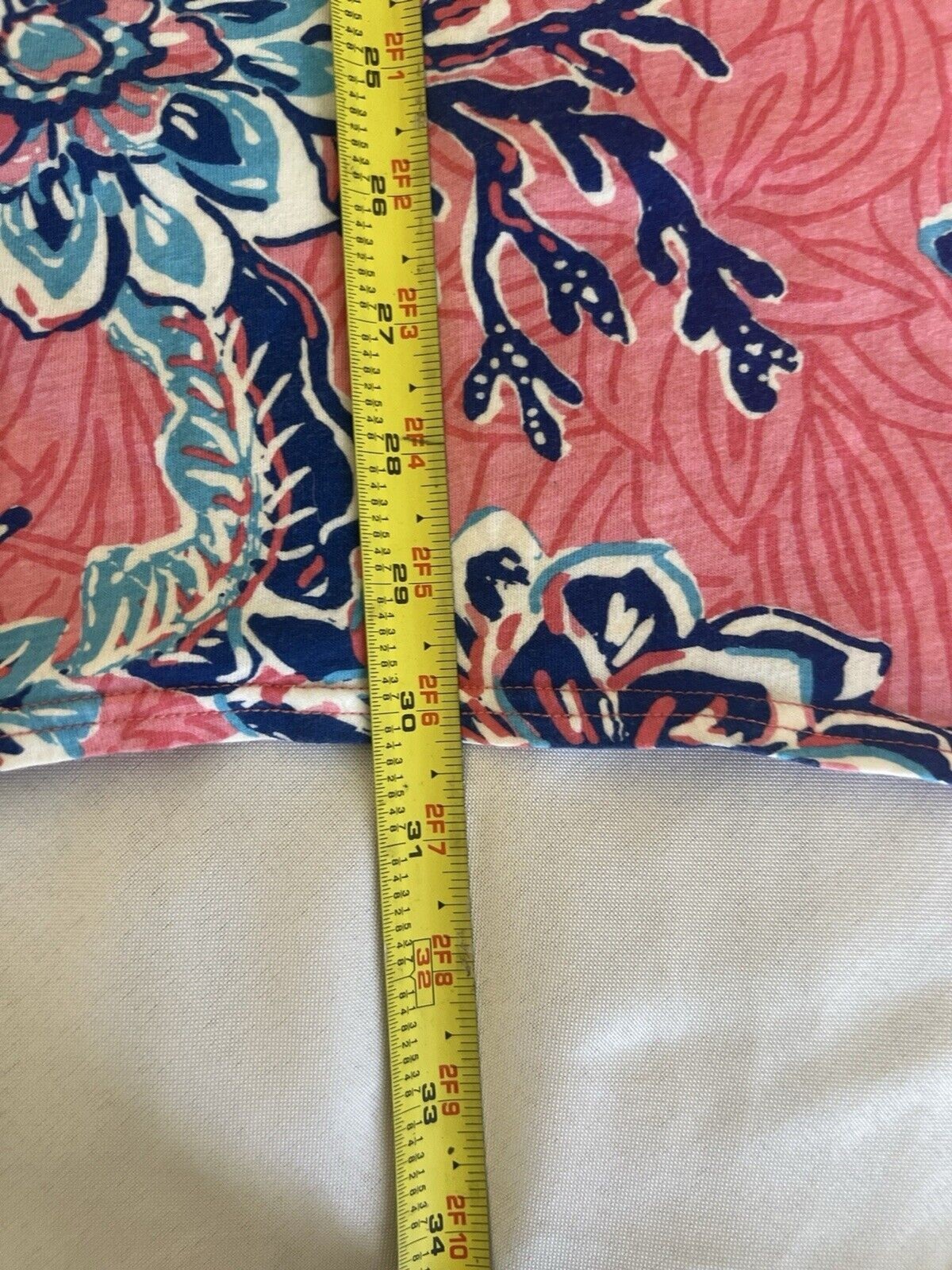 Caribbean Joe Dress 3/4 Rolled Sleeve Size Small Blue Pink Floral Cotton Blend