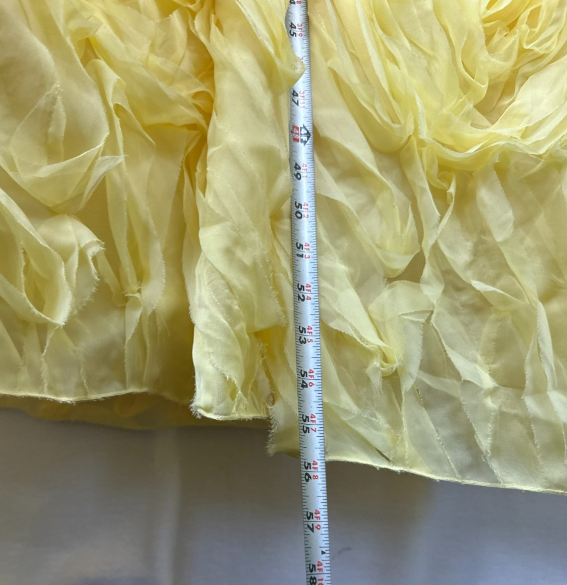 Say Yes Strapless Ball Gown Juniors 3 Yellow Ruffled Rosette Lace Up FLAW