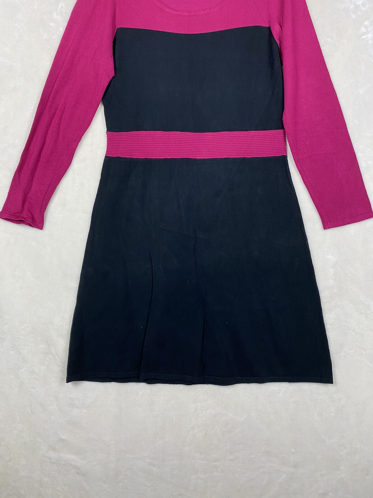 Artisan Knit Sweater Dress Womens Large A-Line Colorblock Stretch Office Work