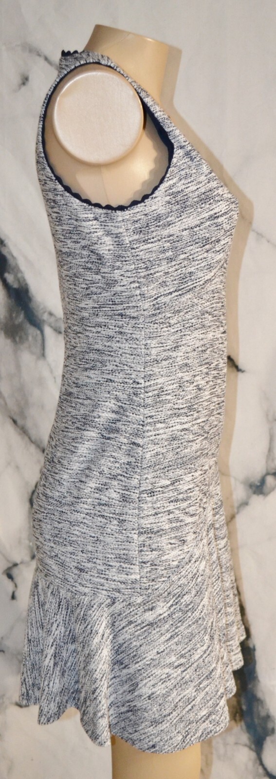 KARL LAGERFELD PARIS NEW NWT Gray Navy Metallic Tweed Sleeveless Dress 4 Lined
