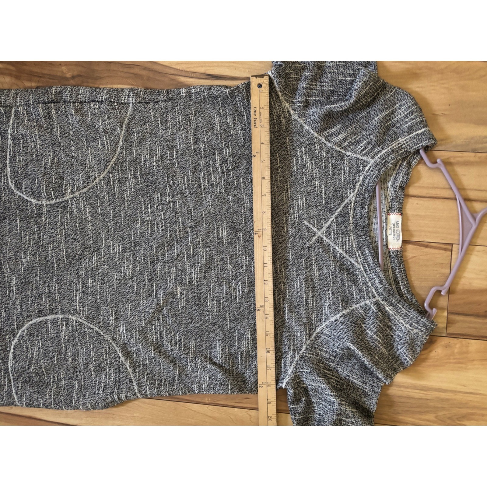 Max Edition Weekend Petite Grey Marled Cotton Knit Shift Dress Pockets 68108SP