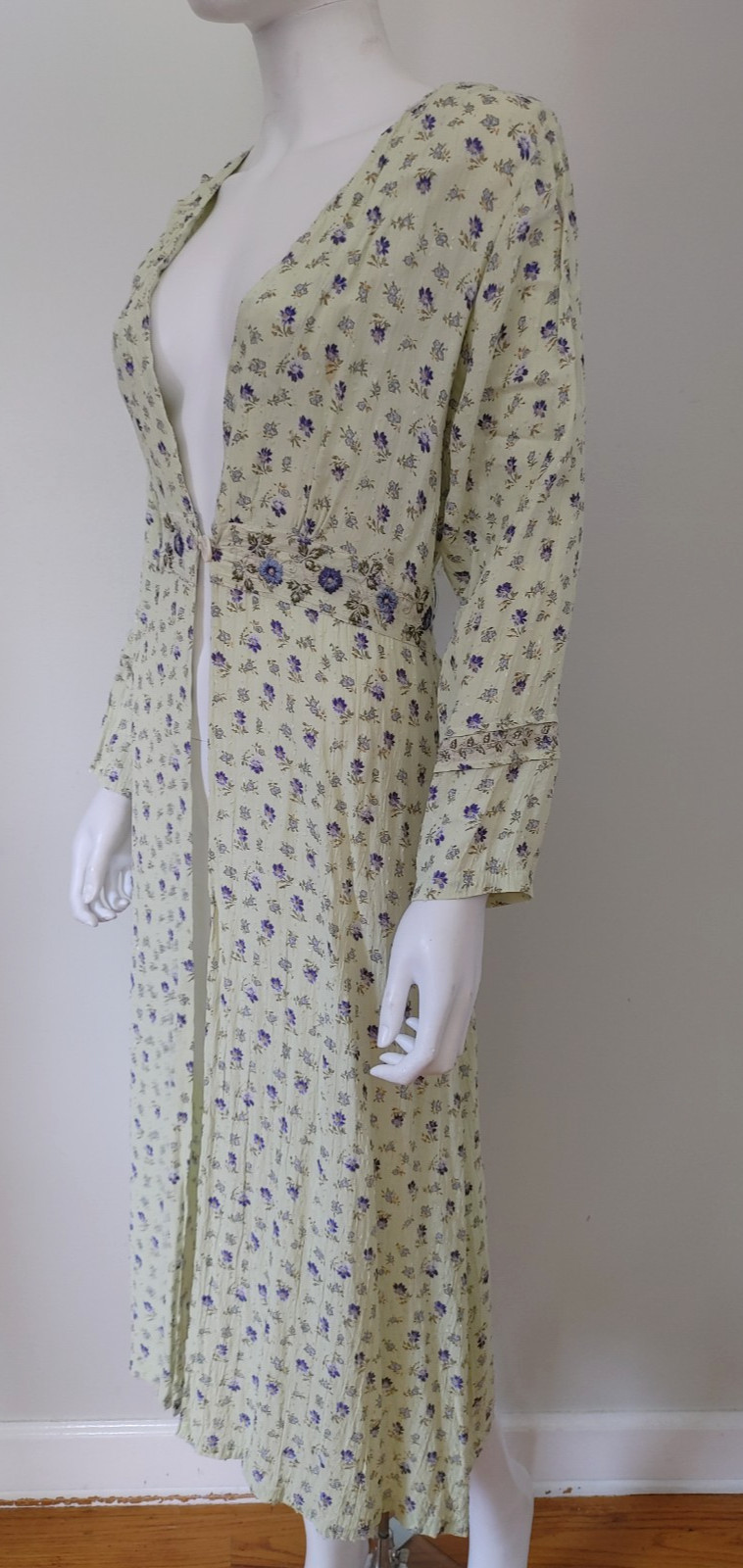 90s Vintage April Cornell Ditsy Floral Prairie Cottage Duster dress Midi M