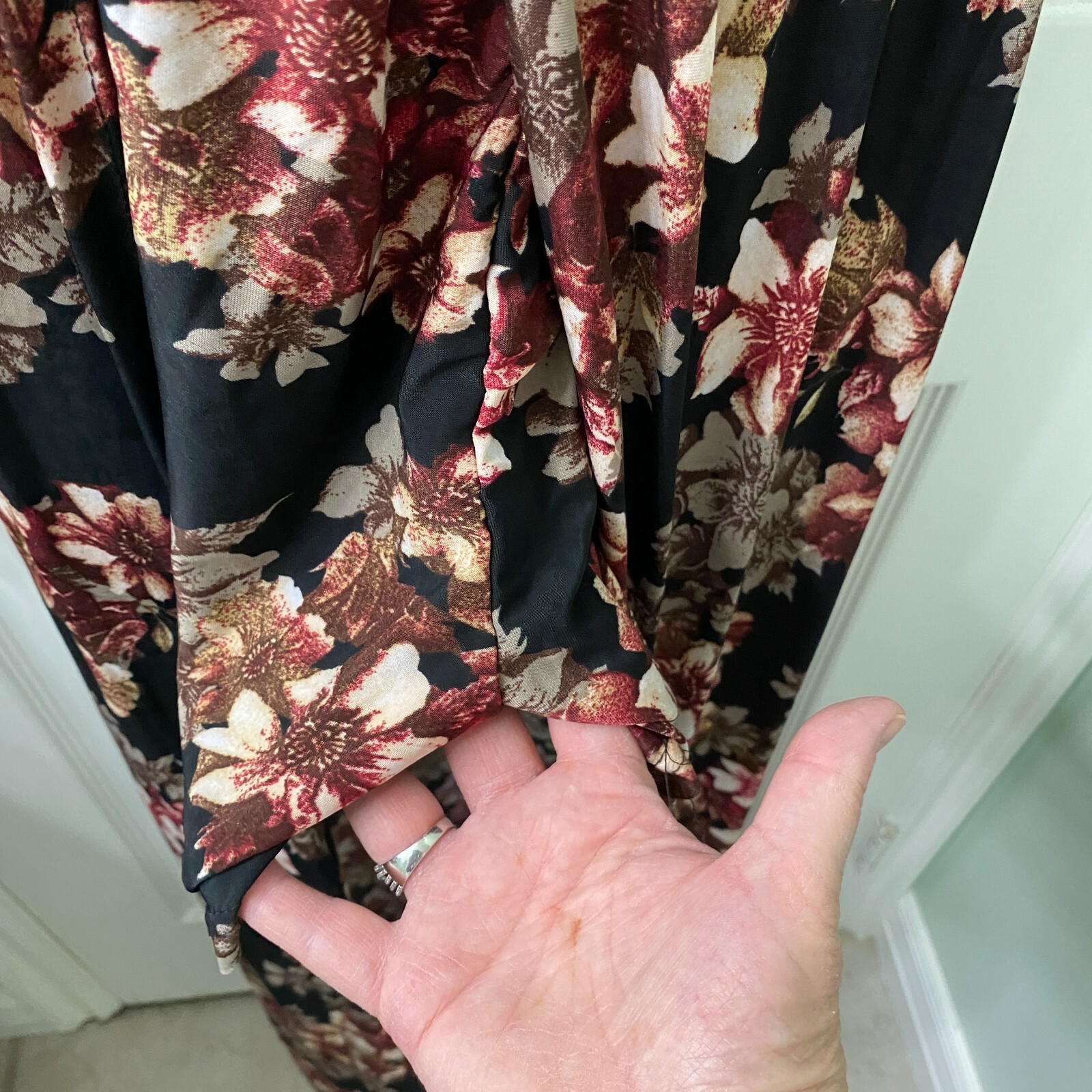 Peasant Maxi Dress Silk Blend High Low Floral Split Built In Shorts Woman’s XXL