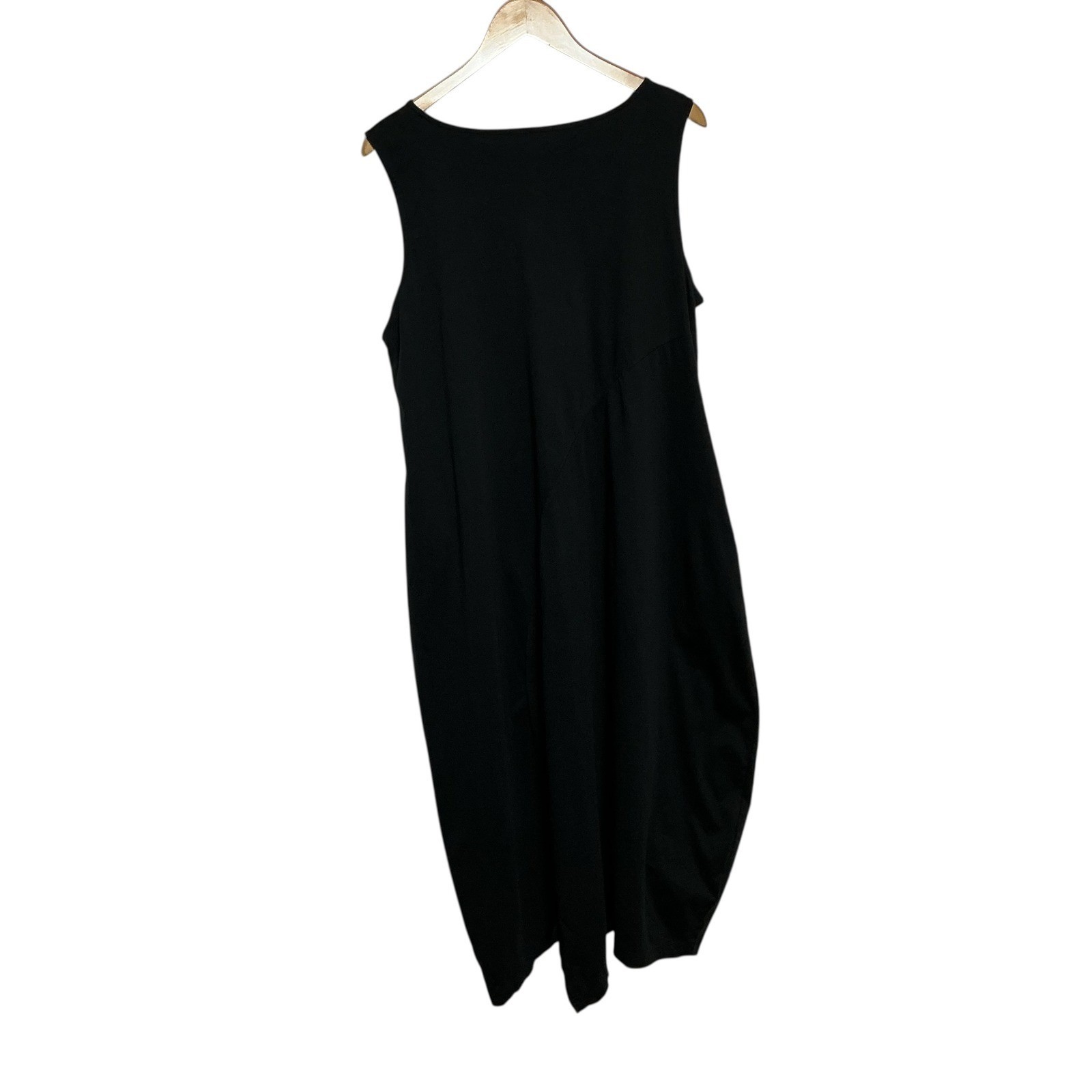Moyuru Large Black Cotton Tunic Pullover Dress Pockets Japan Lagenlook Relaxed