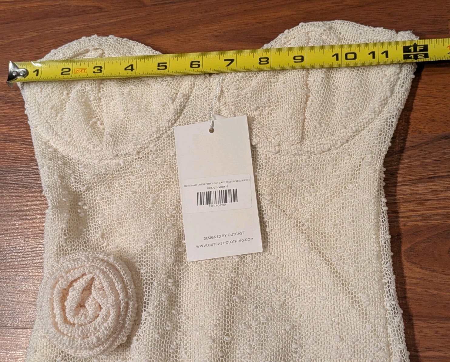 Outcast Anika Maxi Dress Ivory Small Floral Rosette Strapless Crochet NWT