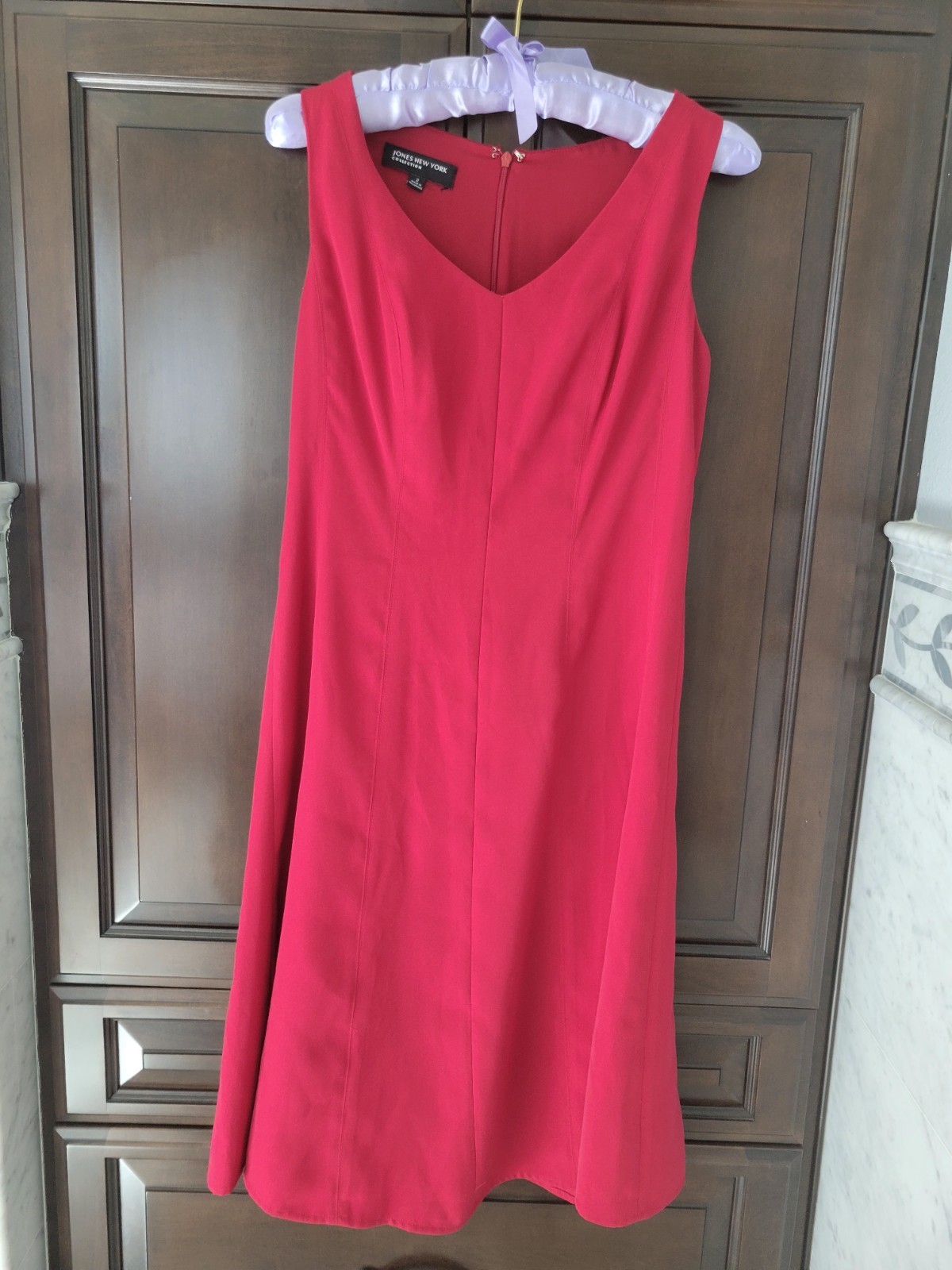 Jones New York Collection Women’s Red Midi Dress Size 2 Fully Lined New