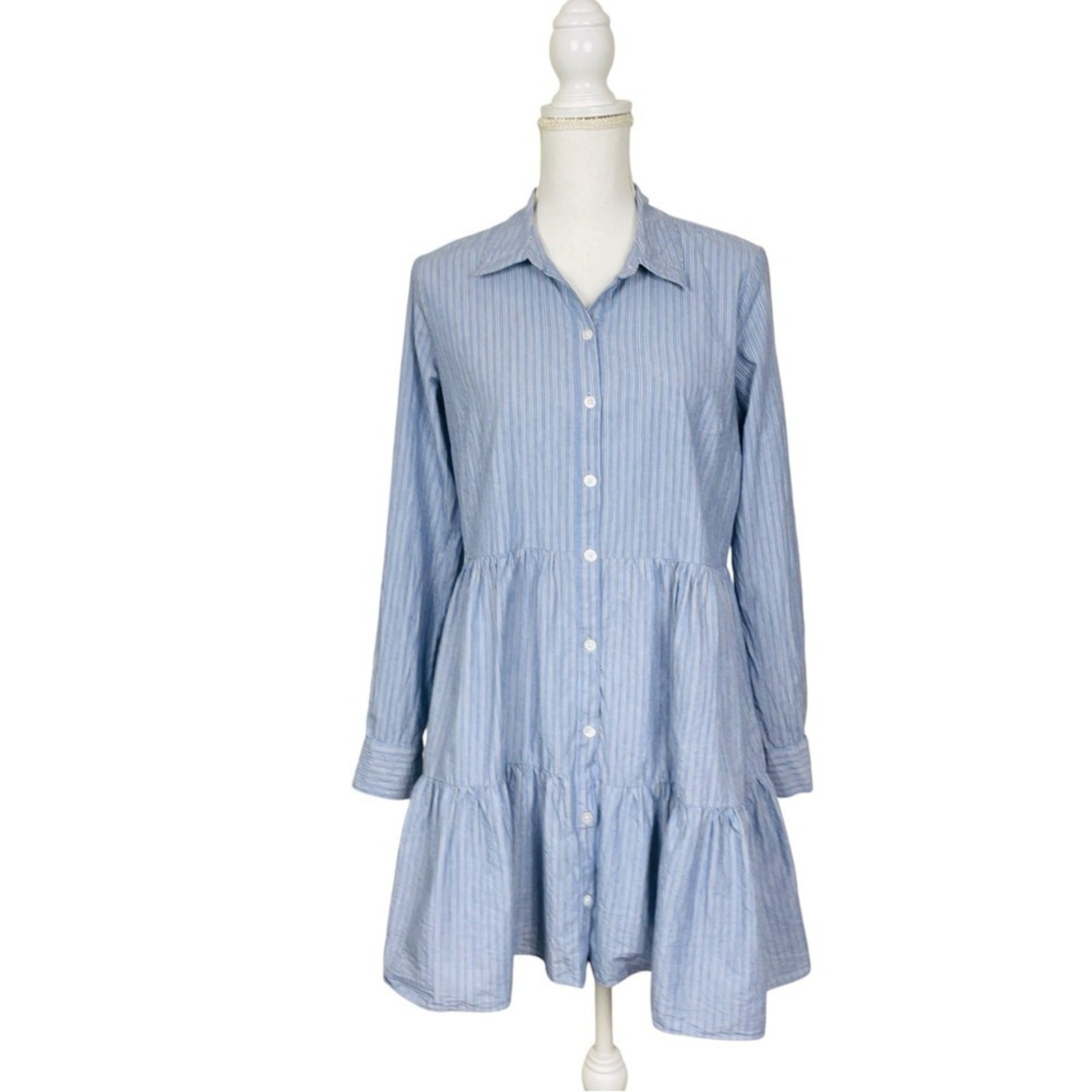 VERONICA BEARD Jemila Tiered Cotton Mini Shirt Dress