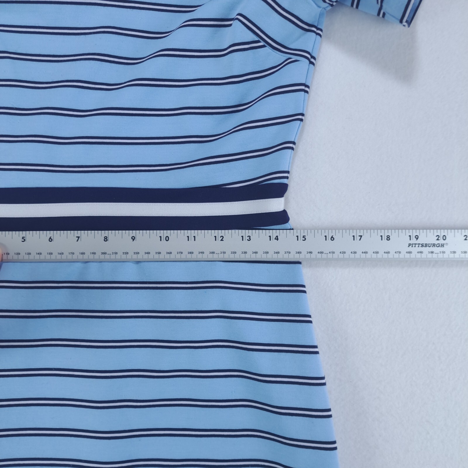 Draper James Ponte Stripe A-line Dress in Blue Stripes Xtra Small Zip Back