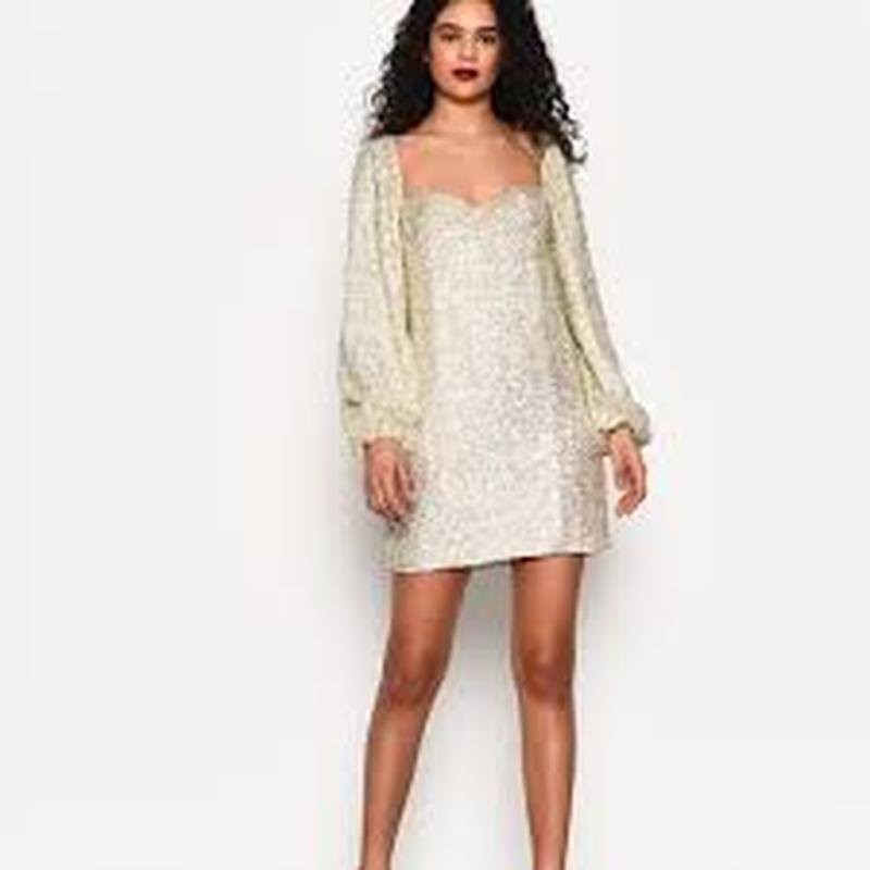 Women Glamorous Dress Silver Polyester 34 / XS / #49A8