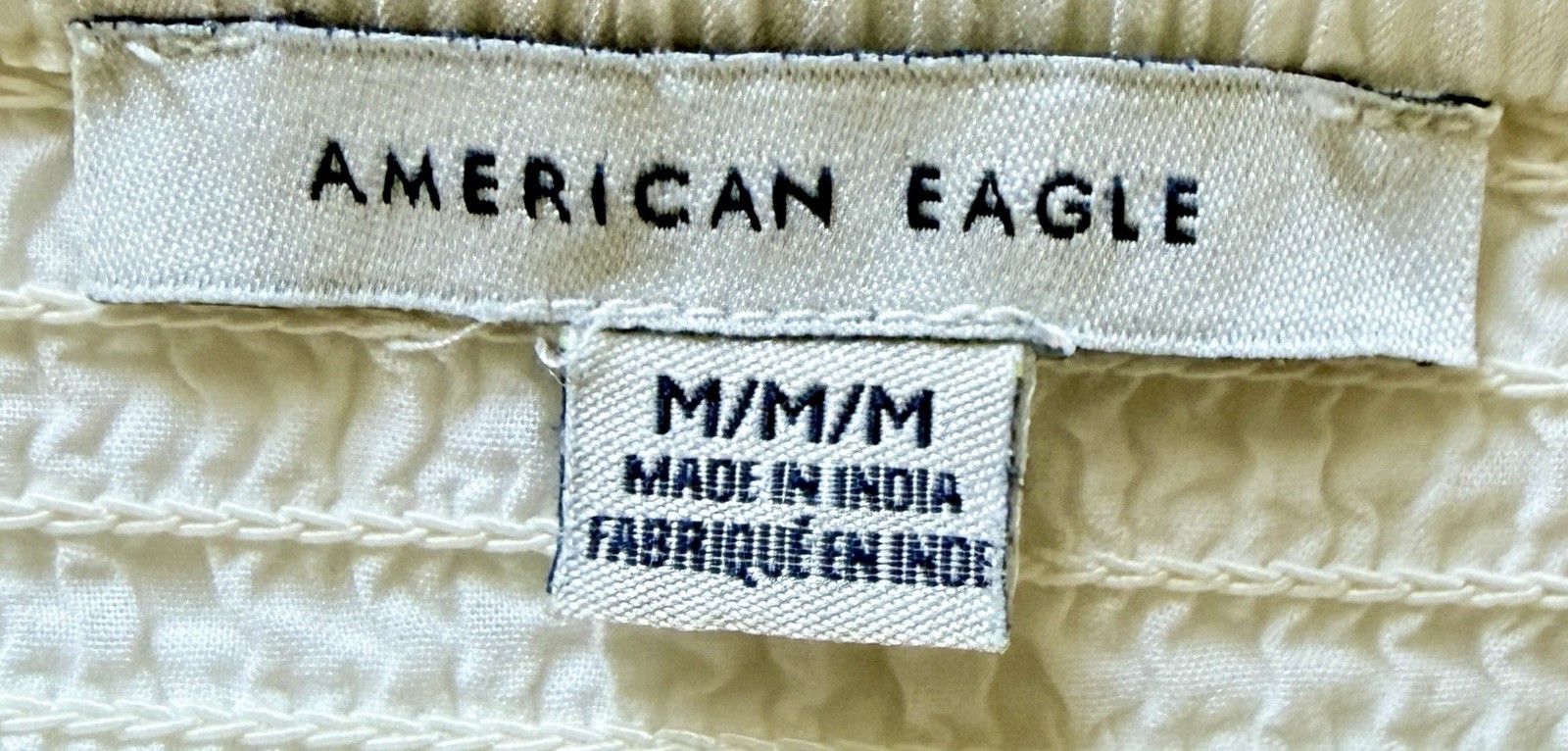 BOHO American Eagle White Cotton Eyelet Square Neck Smocked Mini Dress M