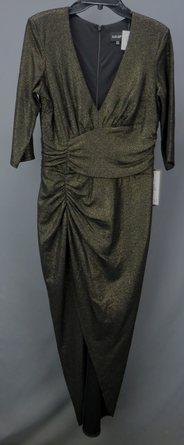 Xscape Petite Ruched Metallic Long-Sleeve Gown MSRP $199 Size 12P # 14B 2489 Blm