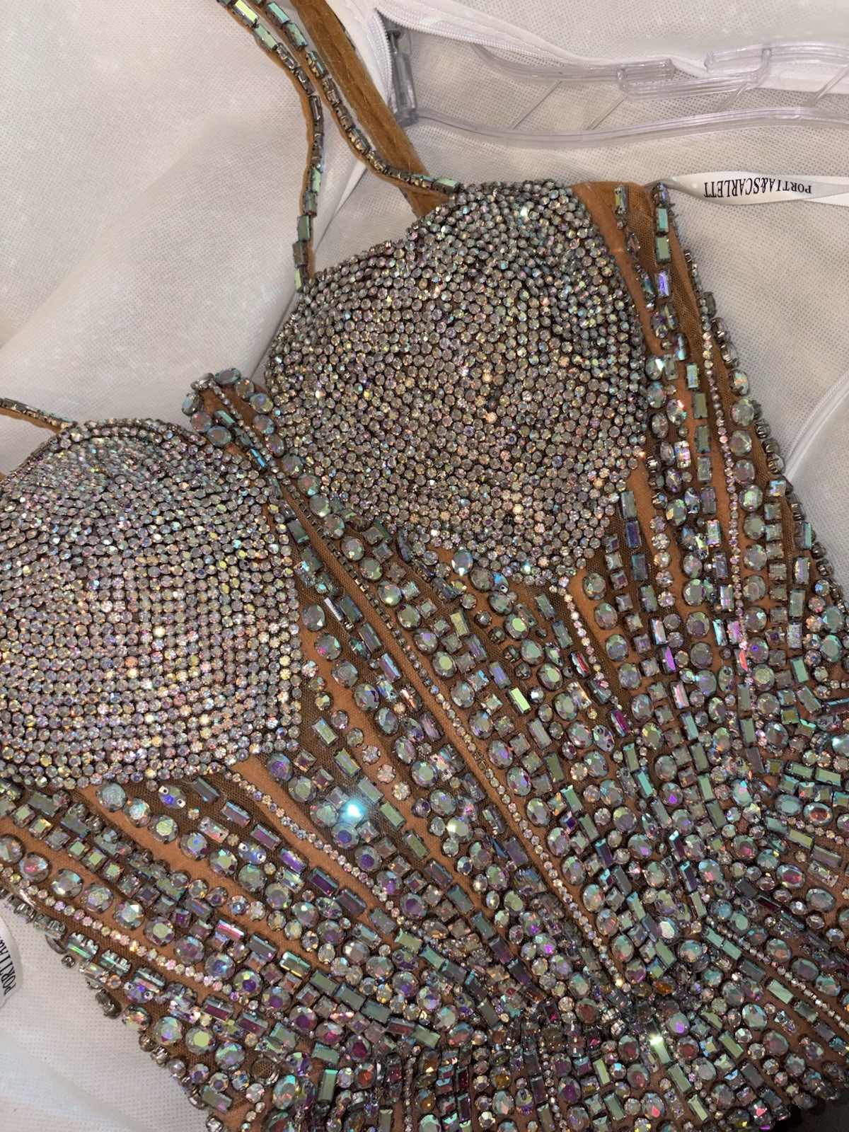 Portia & Scarlett Peach Rhinestone Corset Sweetheart Bodycon Dress Size 6