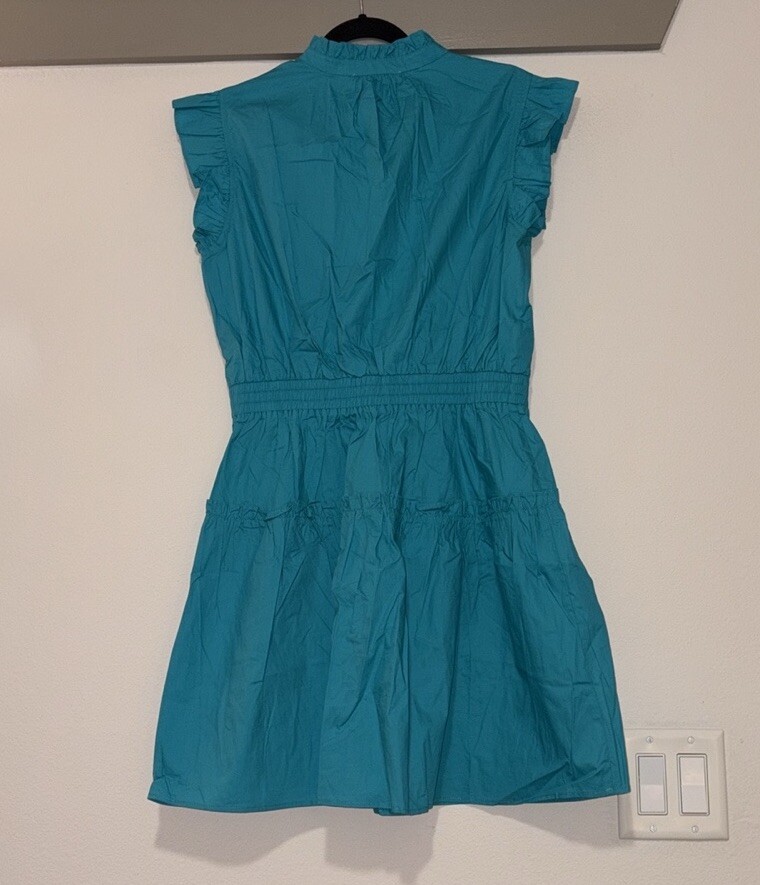 Pinch Turquoise Flutter Sleeve Mini Dress SZ L NWT