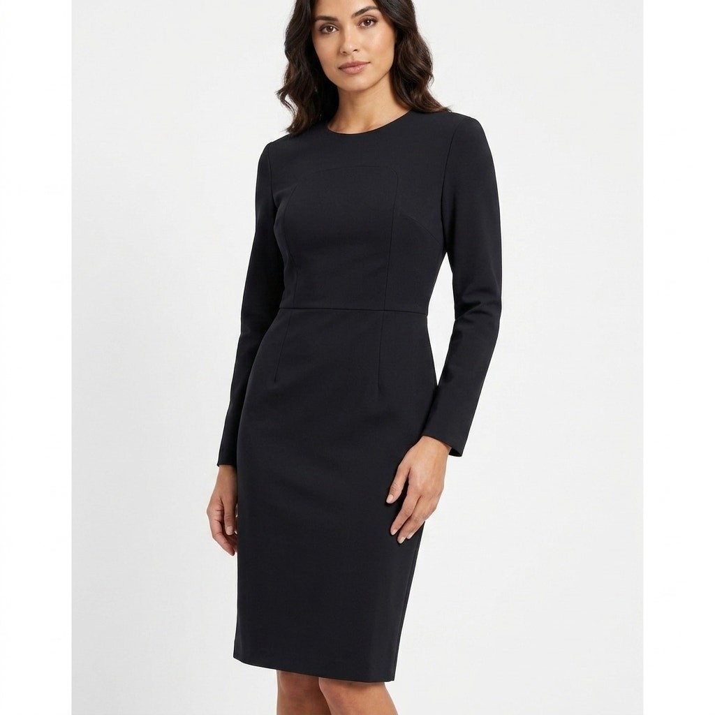 NWT Sergio Hudson Spandex Blend Black Sheath Knee Length Dress Women Size 4