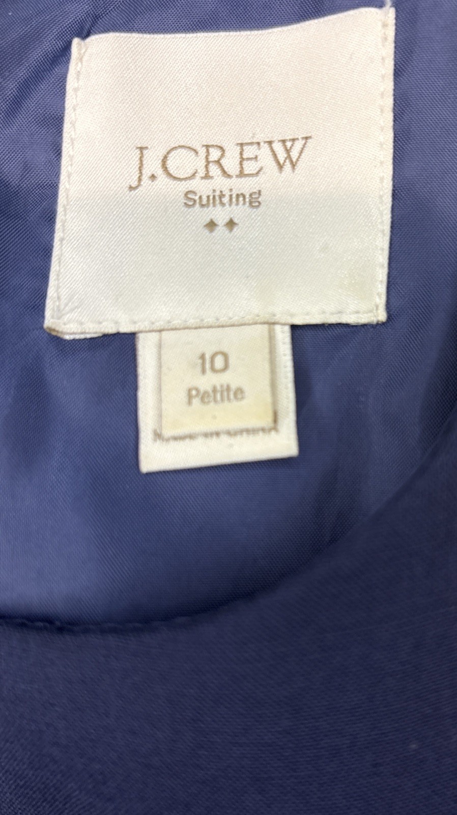 J. Crew Suiting Wool Womens Size 10P Blue And Tan Sheath cut Round Neck Zip