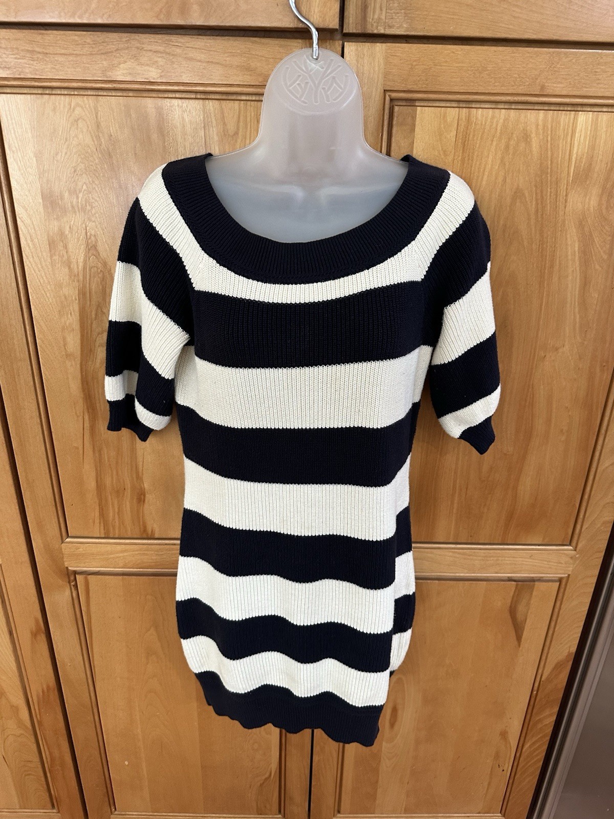 Rugby By Ralph Lauren Women’s S Cotton Navy Cream Striped SS Sweater Dress Tunic