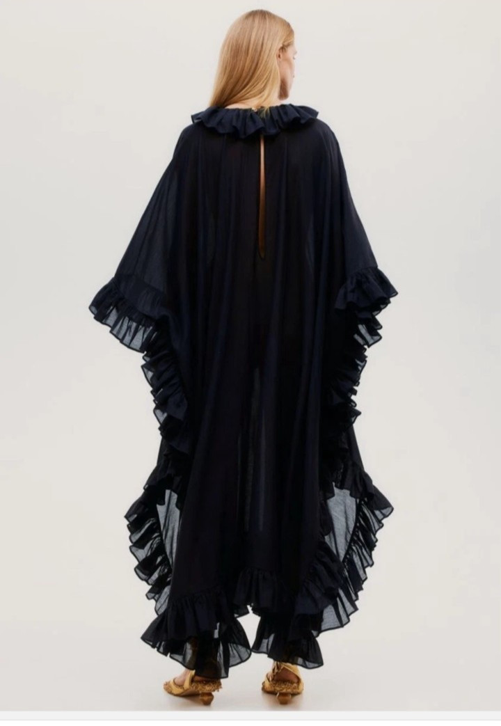 H&M STUDIO Collection Resort one size: XS,S,M,L,XL black Ruffled Kaftan Dress BN