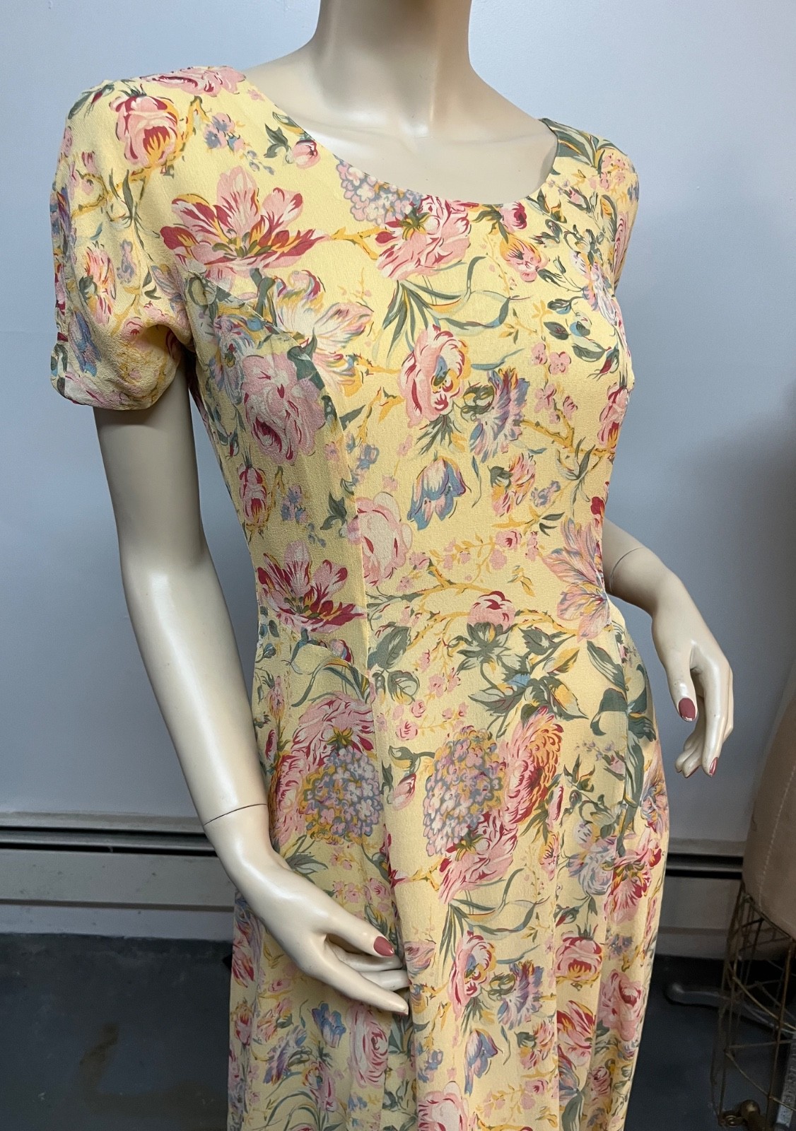 Vintage J Peterman April in Paris Silk Dress Size 4 Bust 34-35