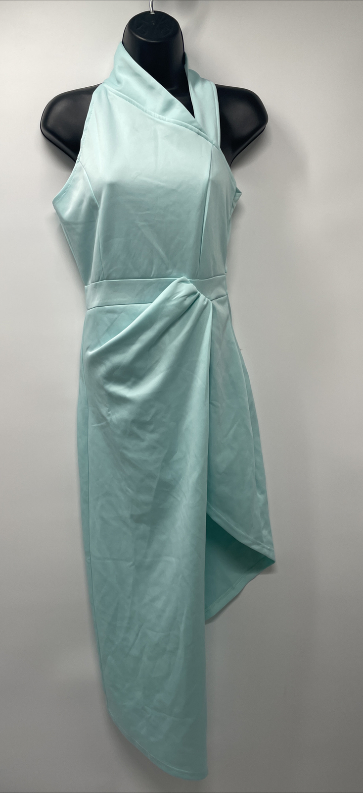 Women’s Side Zip Sleeveless V Neck Solid Teal Green Dress Size Not Available