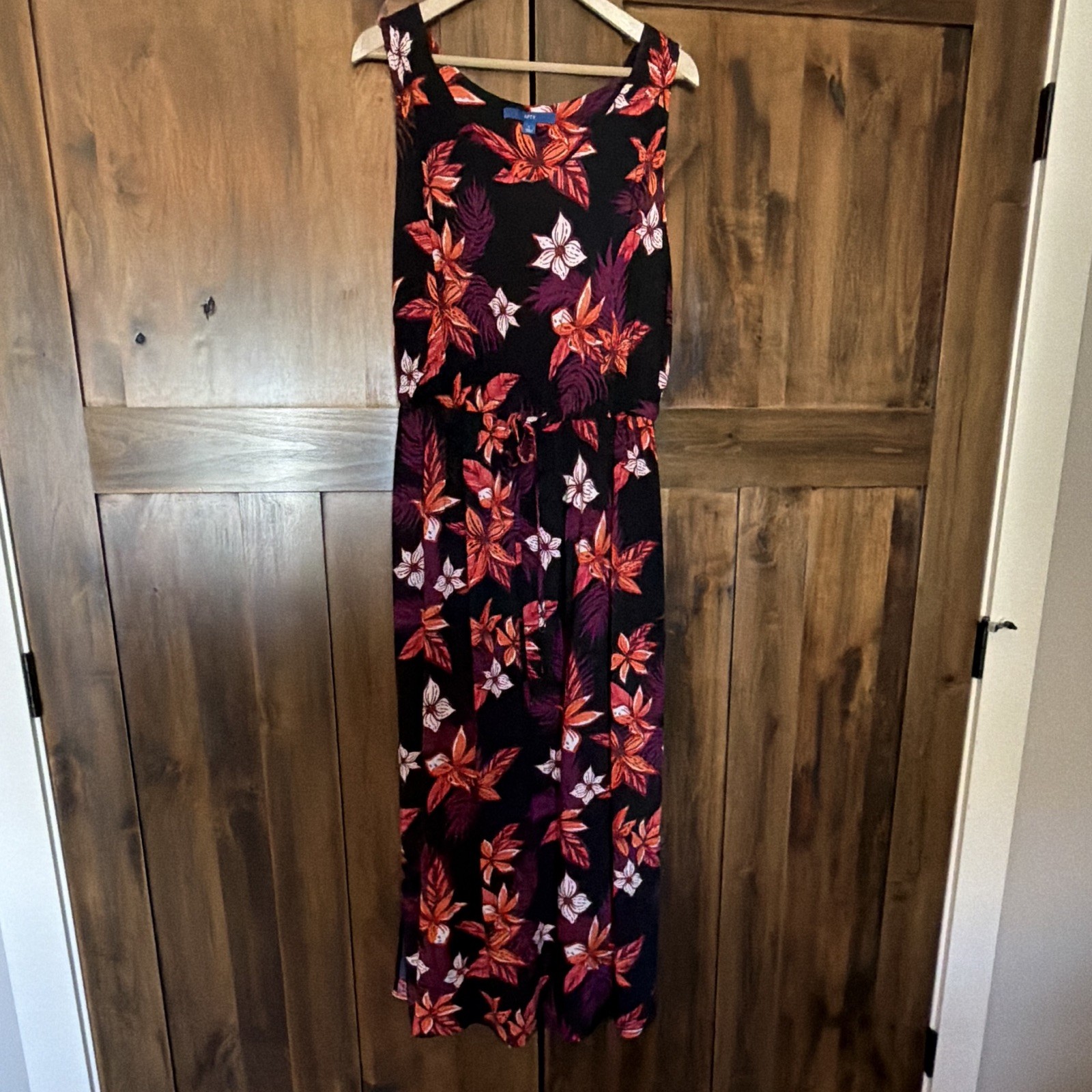 Apt. 9 Women’s Dress L Black Tropical Floral Sleeveless Rayon Pullover