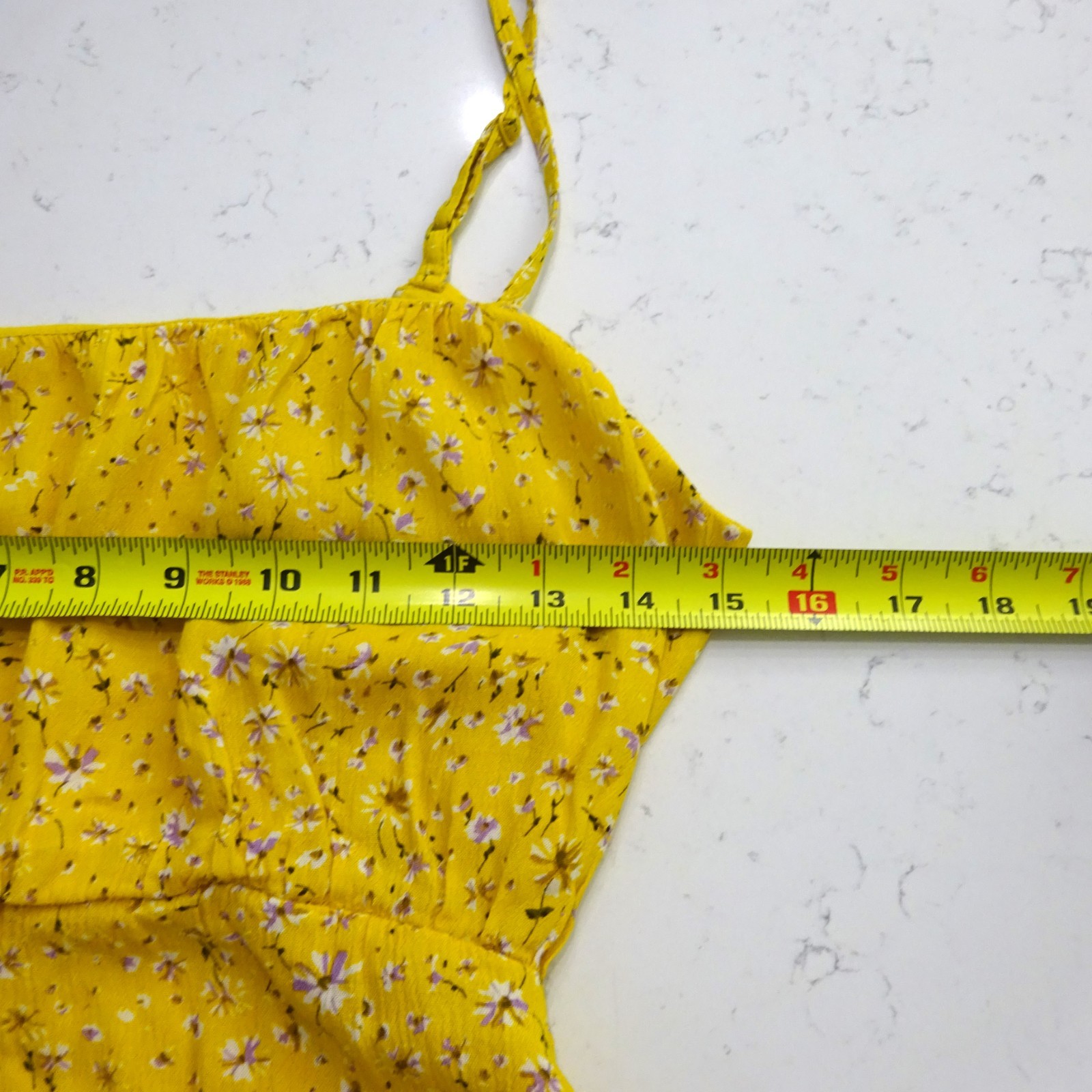 Sim & Sam Yellow Floral Rayon Tie Back Midi Dress Small Cutout Sundress