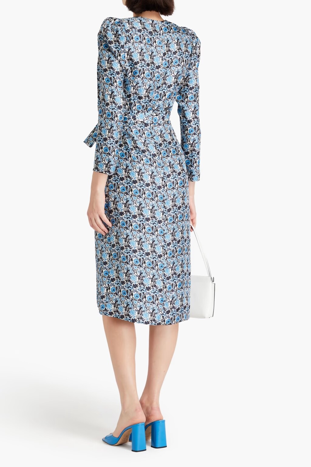 SANDRO Wrap-effect floral-print silk-twill midi dress-$595