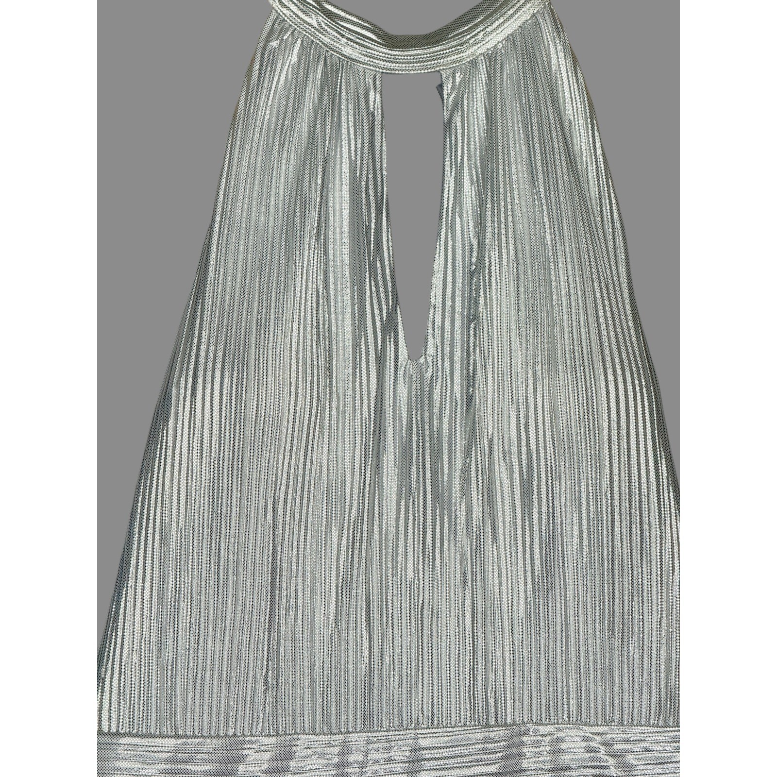 NWT Kensie Silver Metallic Halter Maxi Dress Size 12
